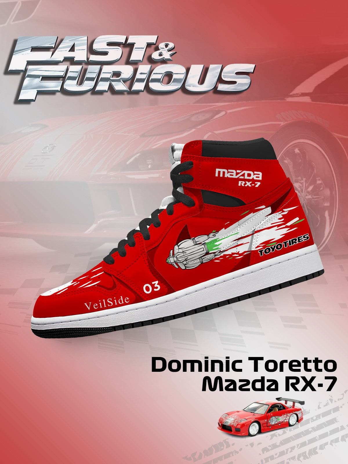 Dominic Toretto RX-7 V.1 High-top Custom Sneakers